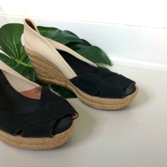 Tory Burch Filipa Peep Toe Espadrille Wedge Heels - Picture 3 of 7